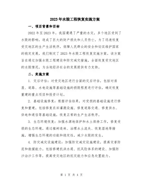 2023年水毁工程恢复实施方案