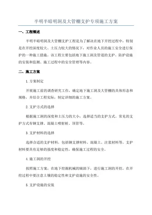 半明半暗明洞及大管棚支护专项施工方案