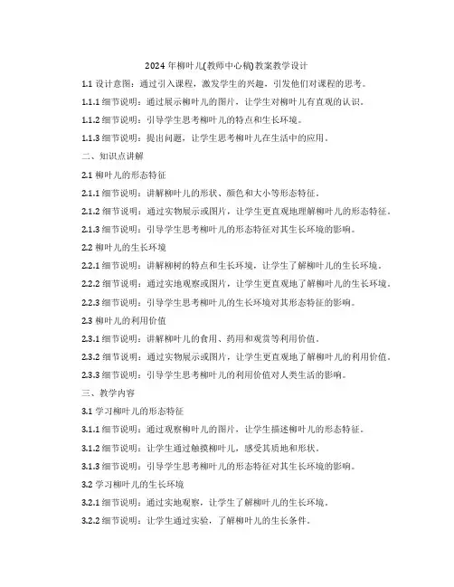 2024年柳叶儿(教师中心稿)教案教学设计