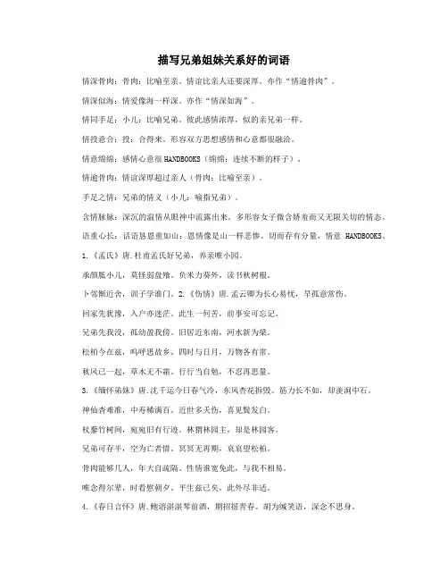描写兄弟姐妹关系好的词语