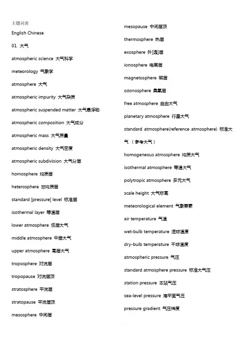 气象常用专业英语词汇