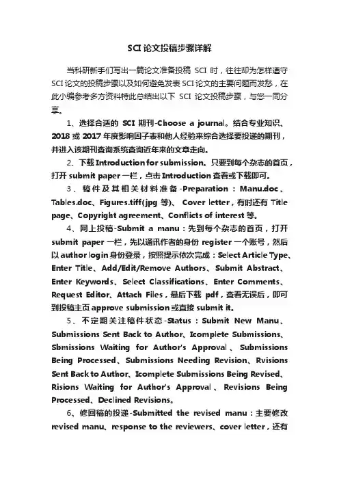 SCI论文投稿步骤详解