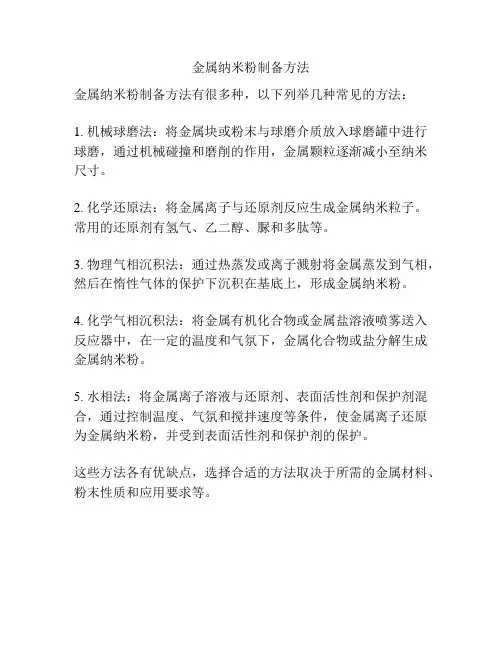 金属纳米粉制备方法