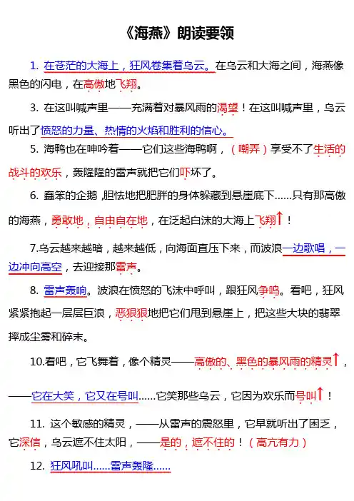 高尔基《海燕》朗读要领
