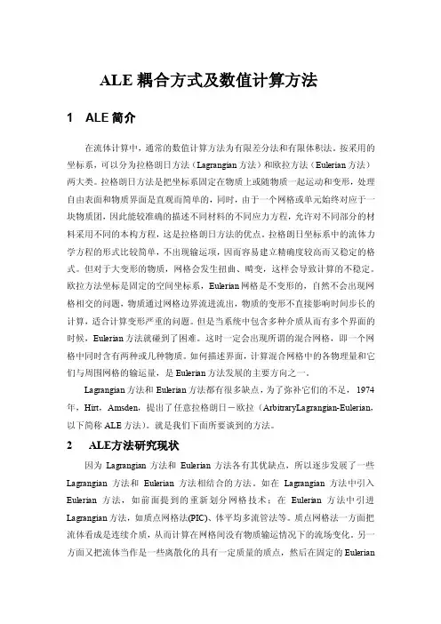 ALE耦合方式及数值计算方法