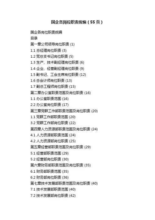 国企各岗位职责统编（55页）