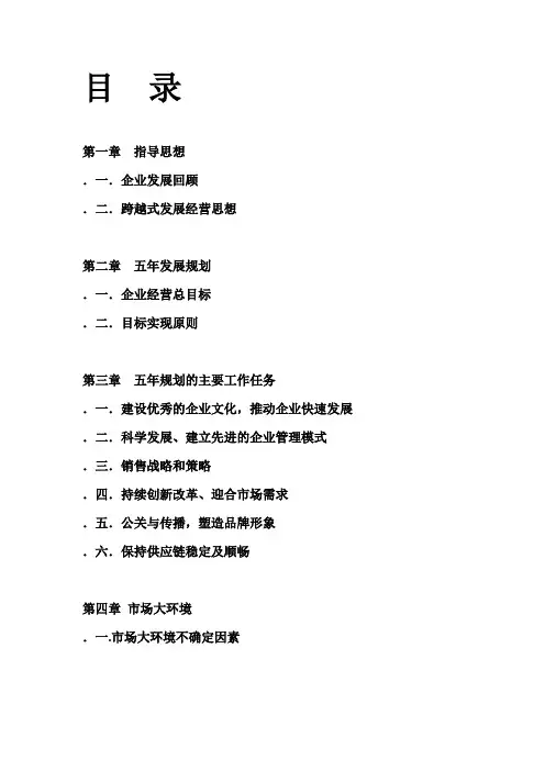 公司五年规划目录