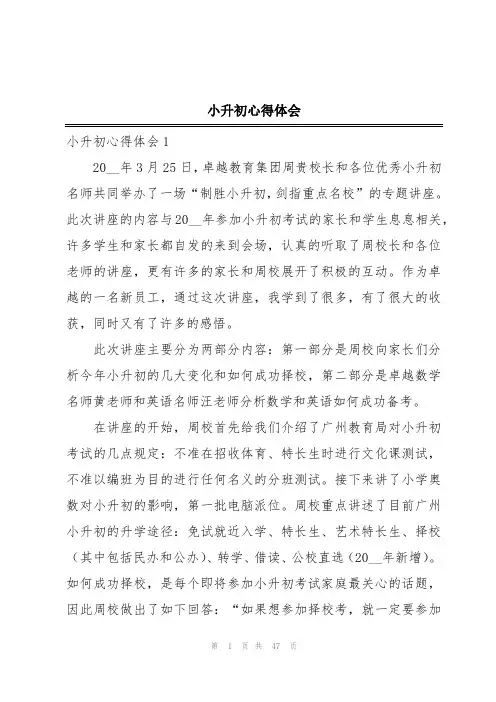 小升初心得体会