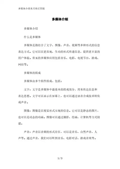 多媒体介绍简版范文