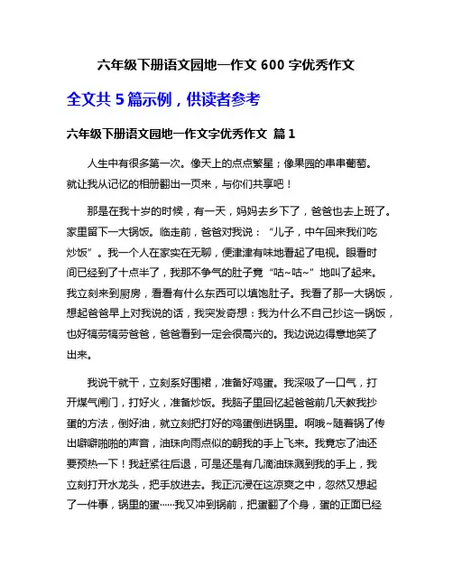 六年级下册语文园地一作文600字优秀作文