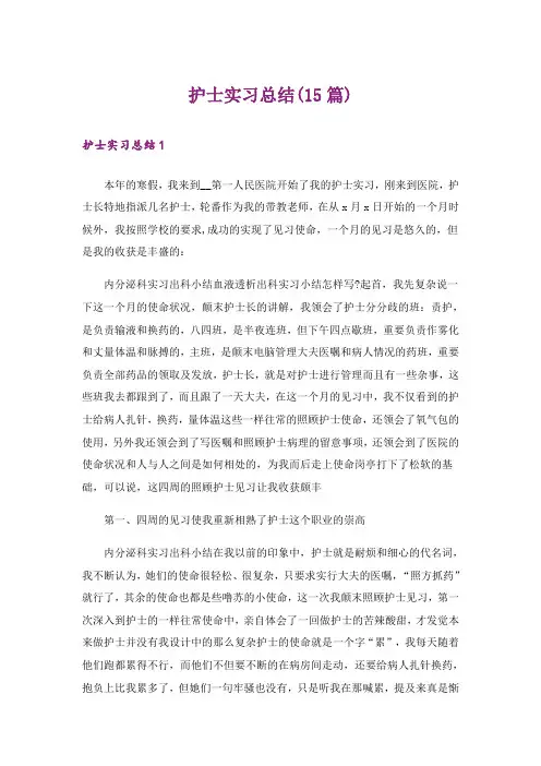 护士实习总结(15篇)