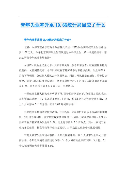 青年失业率升至19.6%统计局回应了什么