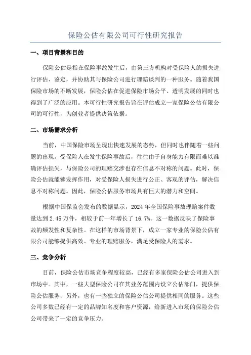 保险公估有限公司可行性研究报告