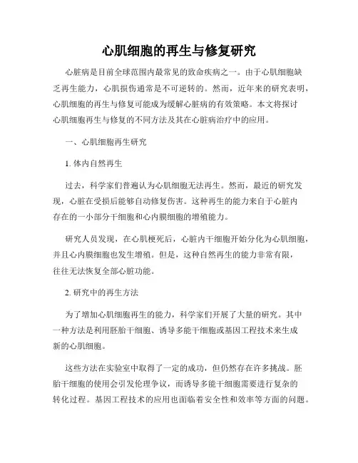 心肌细胞的再生与修复研究