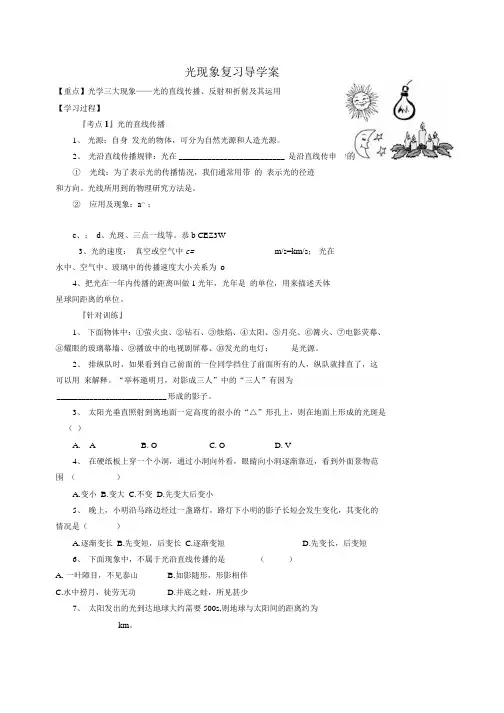 光现象复习导学案.docx