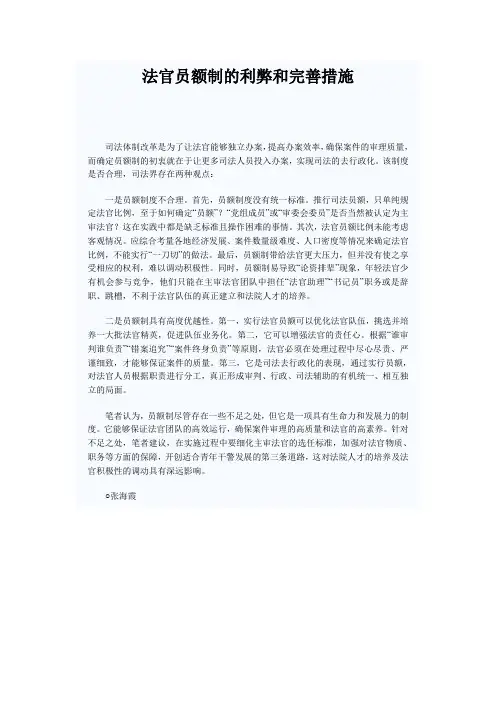 员额制的利弊及完善措施