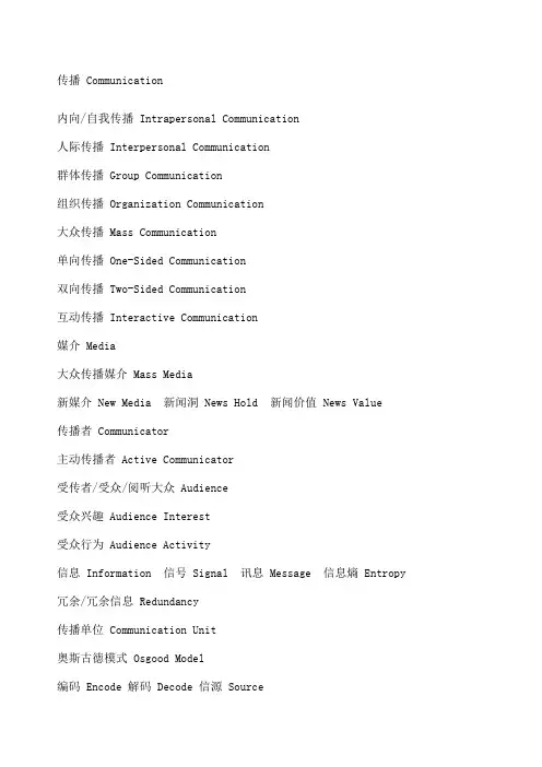 新闻传媒英语专业词汇
