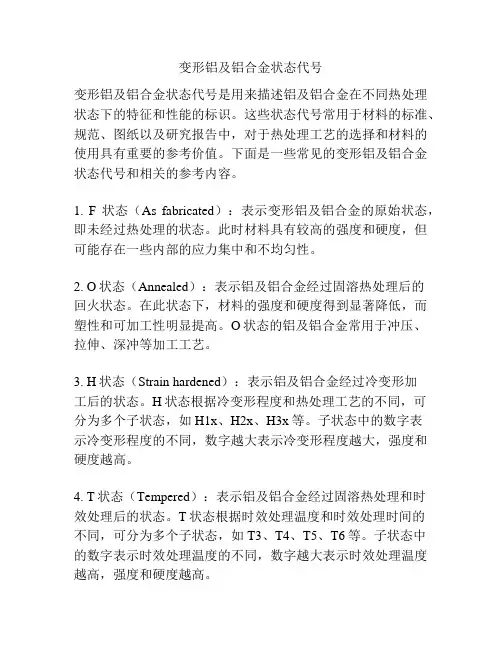 变形铝及铝合金状态代号