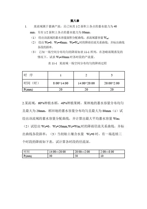 水文学原理第八,九,十章习题