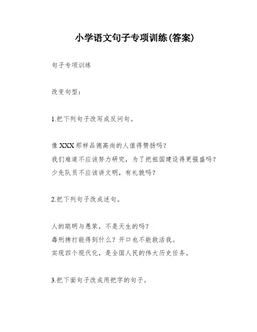 小学语文句子专项训练(答案)