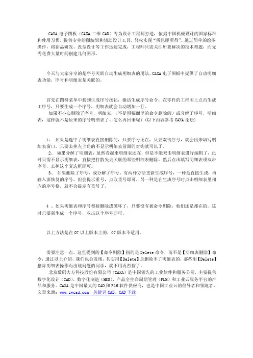 CAXA二维CAD教程：序号关联自动生成明细表
