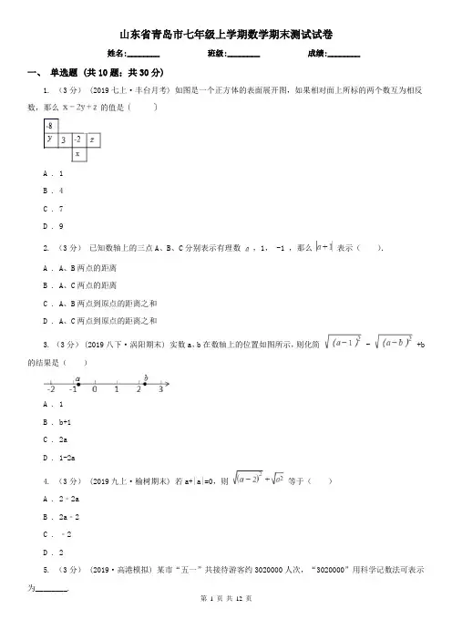 山东省青岛市七年级上学期数学期末测试试卷