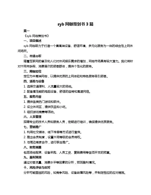 syb网咖策划书3篇