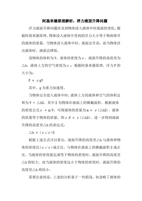 浮力液面升降问题△h解析