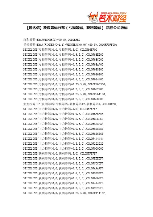 【股票指标公式下载】-【通达信】改良筹码分布(亏损筹码、获利筹码)