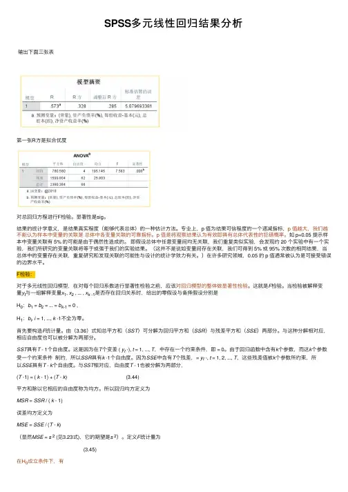 SPSS多元线性回归结果分析