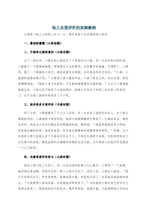幼儿自我评价的发展案例