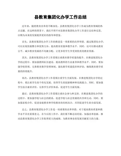 县教育集团化办学工作总结