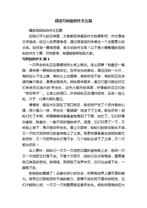 精选写蚂蚁的作文五篇