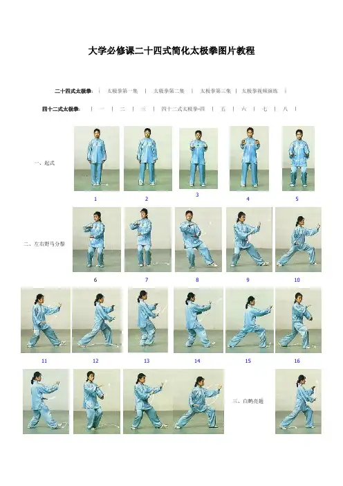大学体育必修课二十四式简化太极拳图片教程