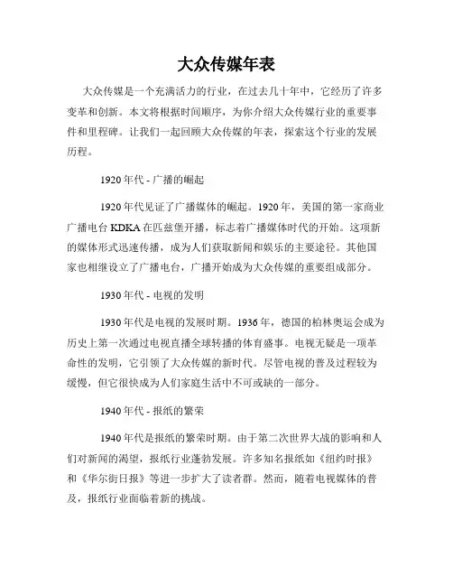 大众传媒年表
