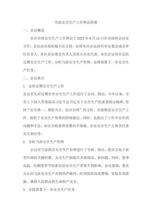 市政安全生产工作例会简报