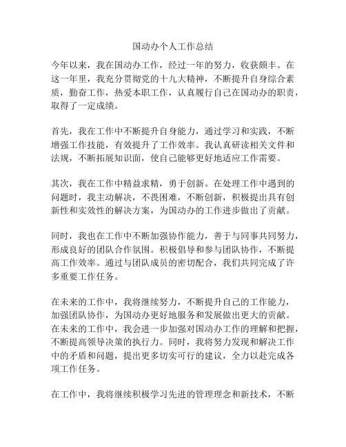 国动办个人工作总结