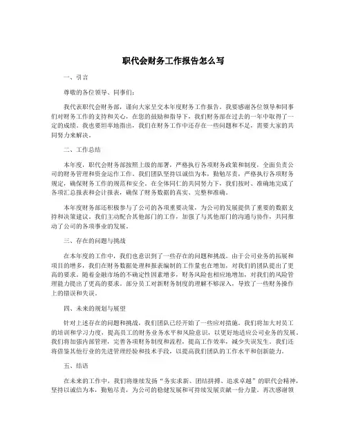 职代会财务工作报告怎么写
