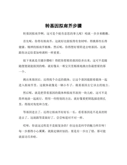 转基因拟南芥步骤