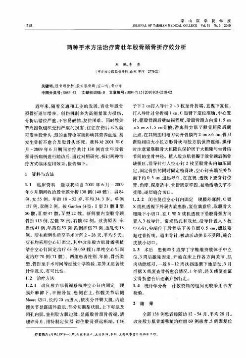两种手术方法治疗青壮年股骨颈骨折疗效分析