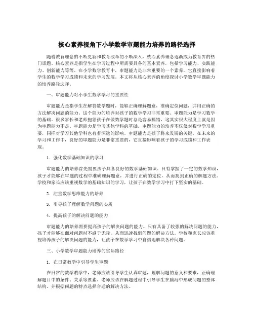 核心素养视角下小学数学审题能力培养的路径选择