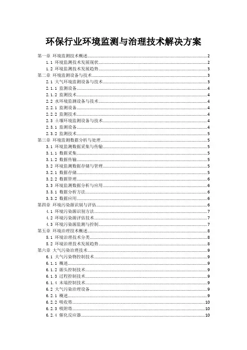 环保行业环境监测与治理技术解决方案