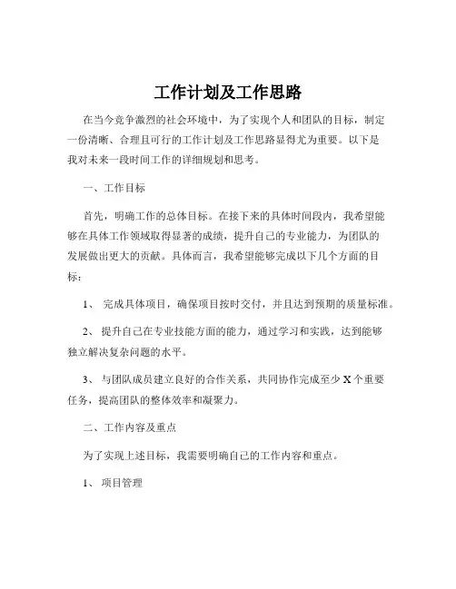 工作计划及工作思路