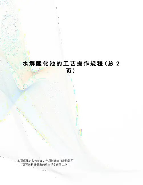水解酸化池的工艺操作规程