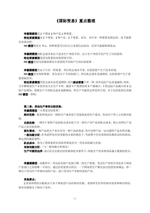 《国际贸易》重点整理