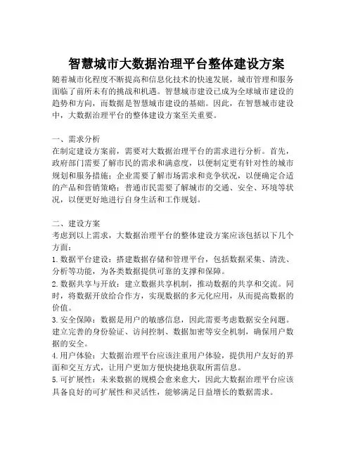 2023-智慧城市大数据治理平台整体建设方案-1