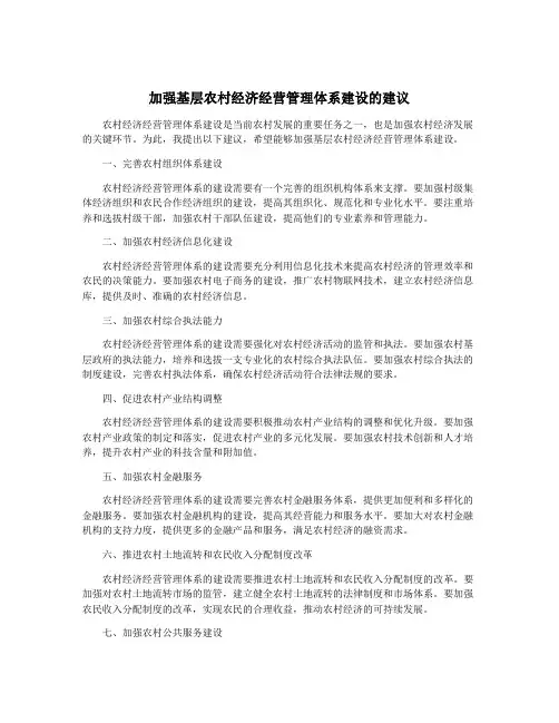 加强基层农村经济经营管理体系建设的建议