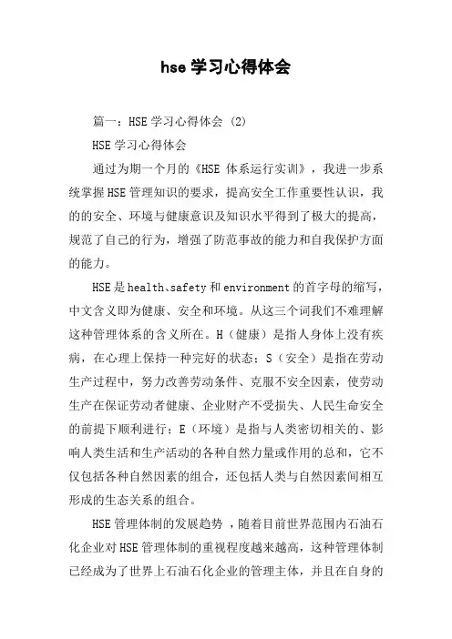 hse学习心得体会[工作范文]