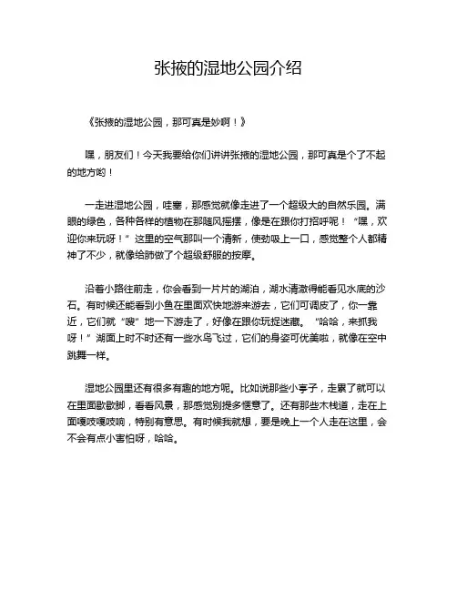 张掖的湿地公园介绍
