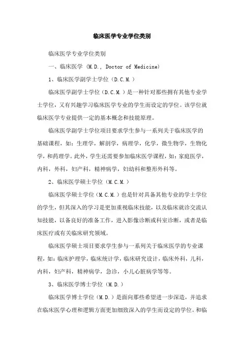 临床医学专业学位类别